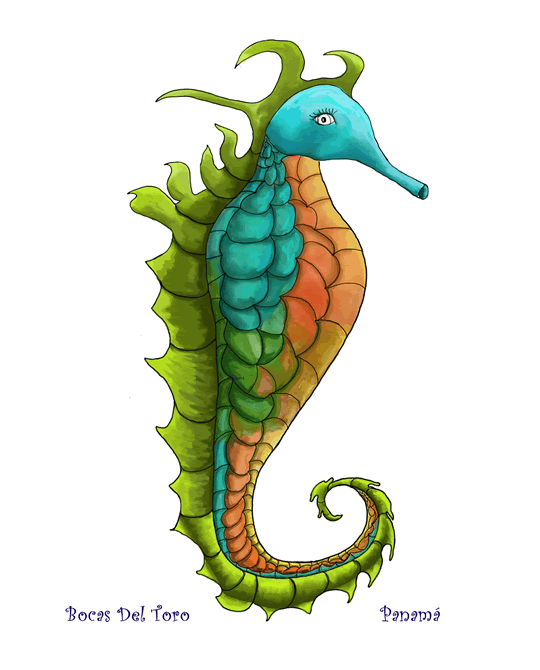Colorful Seahorse - Island Art by Yotigo